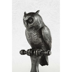 Owl statue, owl sculpture, pewter, metal, horned owl, art, original, sculpture, small, home decor, animal, bird, decoration, metal sculpture