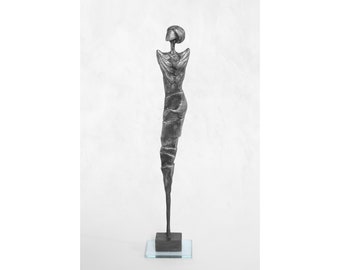 Escultura de ángel, pequeña escultura de metal, figura, estatua de niña, figurita, metal, peltre, arte, moderno, decoración, Lady Angel