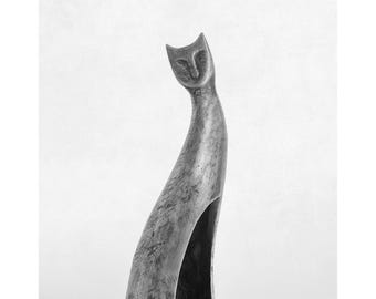 Kattensculptuur, kattenstandbeeld, kattenbeeldje, kat, huisdier, cadeau voor kattenliefhebbers, moderne kunst, klein, decoratie, moderne beeldhouwkunst, interieur - KAT