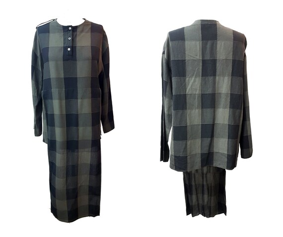 Vintage 80s baldanza plaid shirt kaftan tunic shir