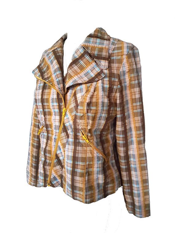 Vintage 1970s yellow tartan coat plaid jacket vin… - image 6