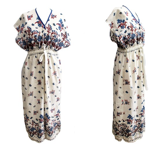 Vintage dress 70s cotton dress floral maxi dress f