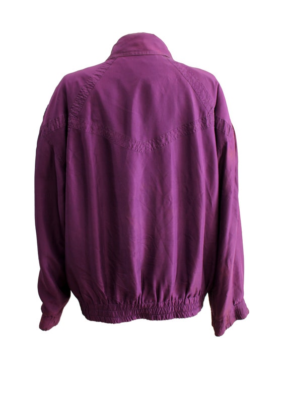 Vintage 1980's Oleg Cassini purple silk bomber ja… - image 4