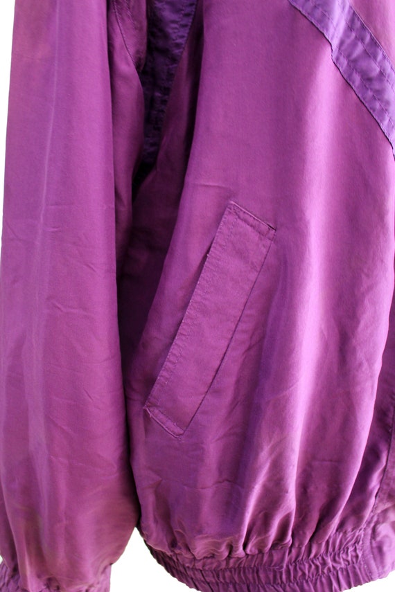 Vintage 1980's Oleg Cassini purple silk bomber ja… - image 6