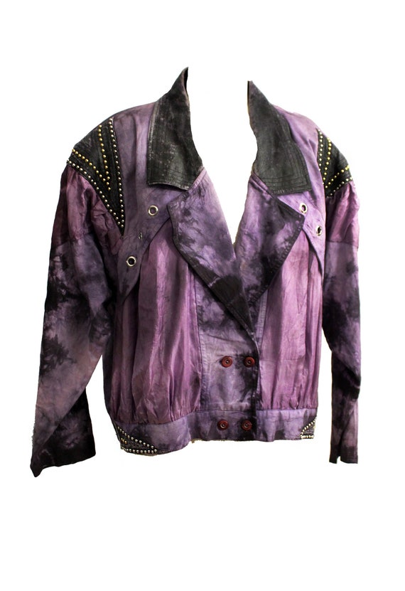 Vintage 1980s outwear purple pleather n denim jack