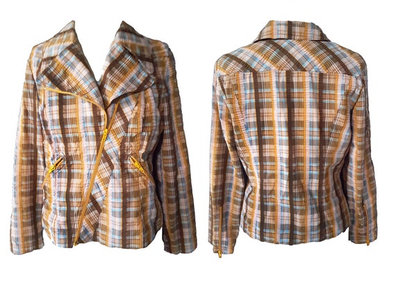 Vintage 1970s yellow tartan coat plaid jacket vint