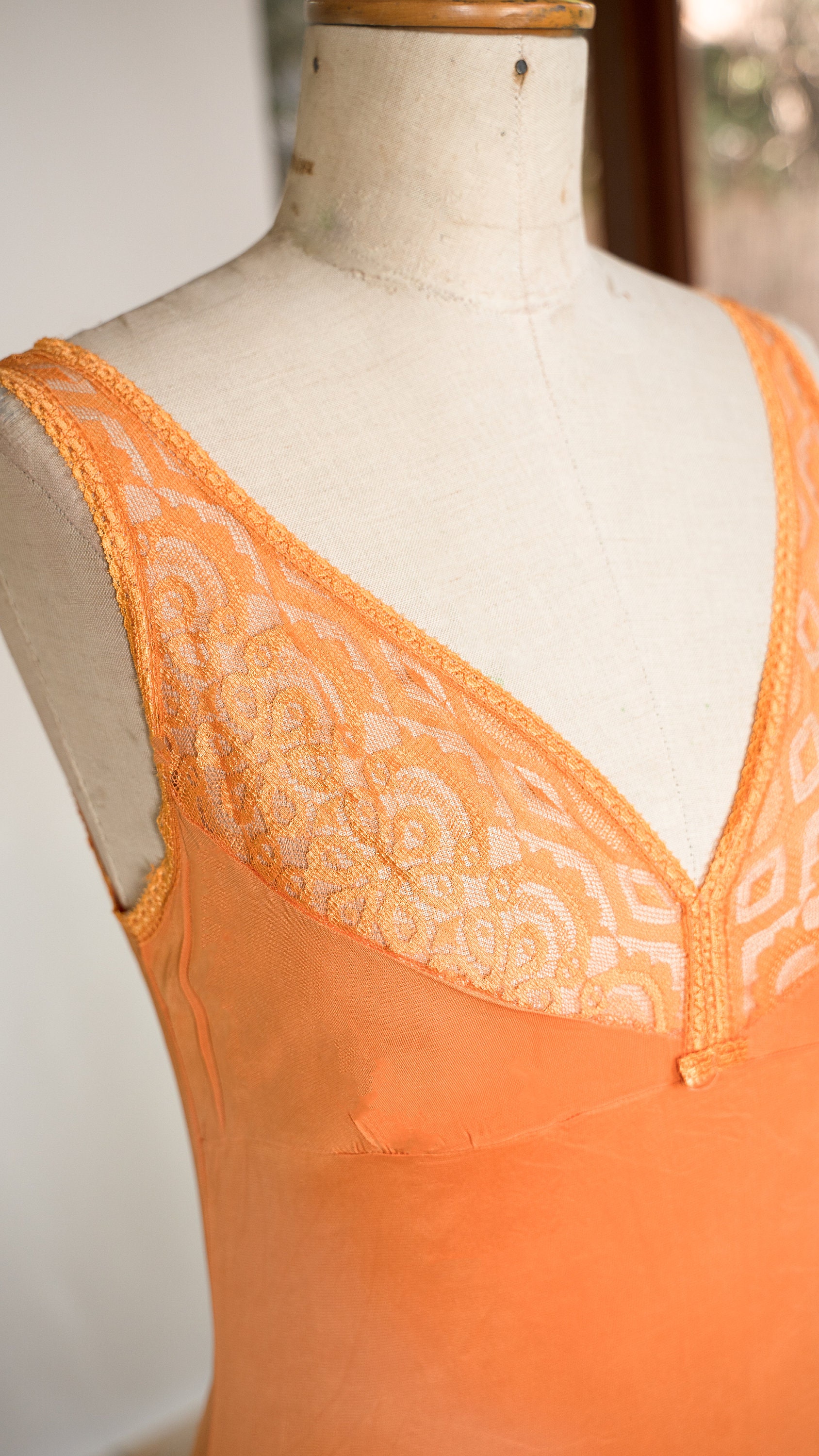 1970s Orange Slip Dress Lace Slip Dress Vintage Slip Dress Etsy
