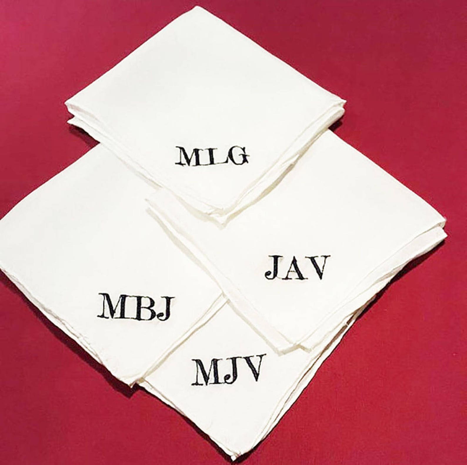 Monogrammed Pocket Square Groom's Embroidered Pocket Etsy