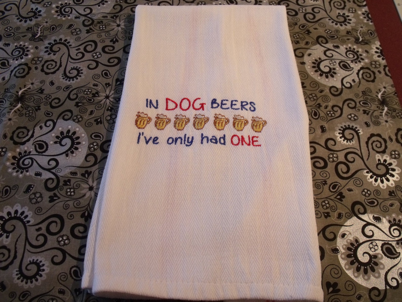 Bar Towel Custom Embroidered Kitchen/bar Towel in Dogs Years Etsy