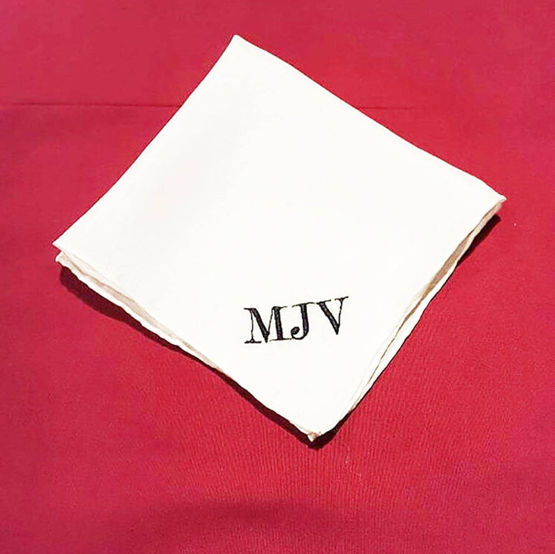 Monogrammed Pocket Square Groom's embroidered pocket Etsy