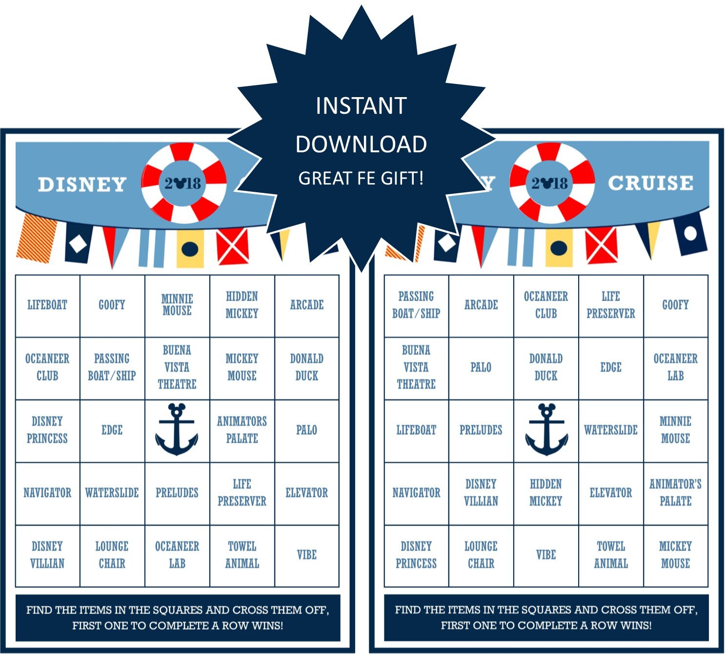 INSTANT DOWNLOAD PRINTABLE Cruise Bingo Game-Great Fish | Etsy