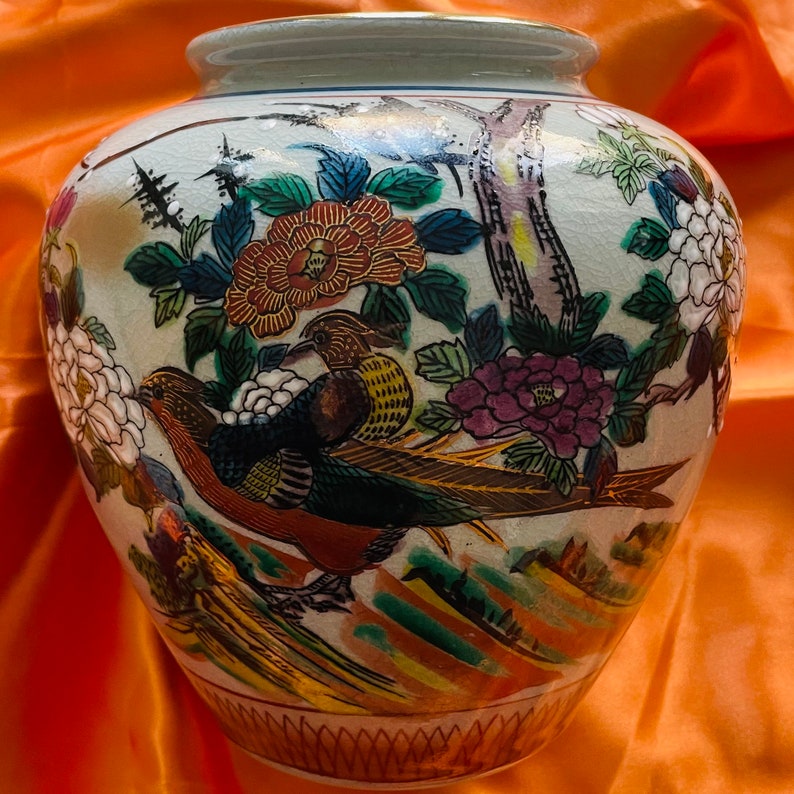 Genuine Kutani Bird and Bloom VaseMade in Japan Etsy
