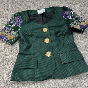 Rickie Freeman Terijon Nites Embellished Sequin Blazer Jacket vintage Petite 6