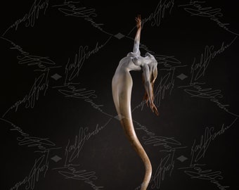 Siren Mermaid Sculpture Bronze with Onyx Base