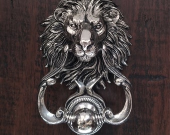 Lion Head Door Knocker Nickel Plated Cast Bronze With High Polish Finish