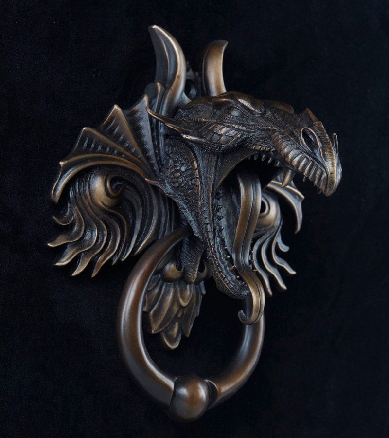 Dragon Door Knocker, Cast Bronze With a Classic Brown Bronze