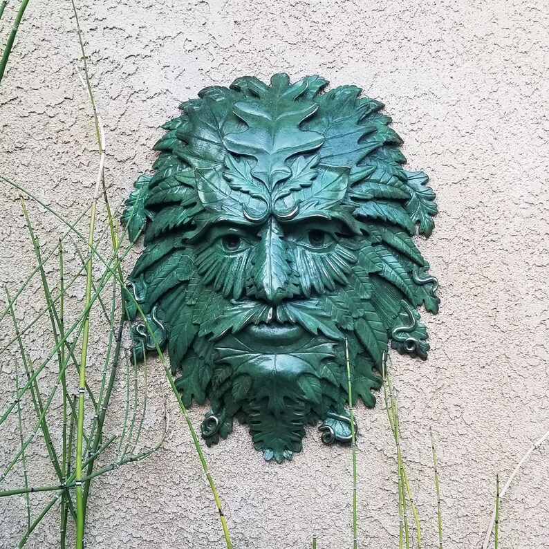 Green Man Wall or Garden Sculpture. Cast Bronze With a Etsy