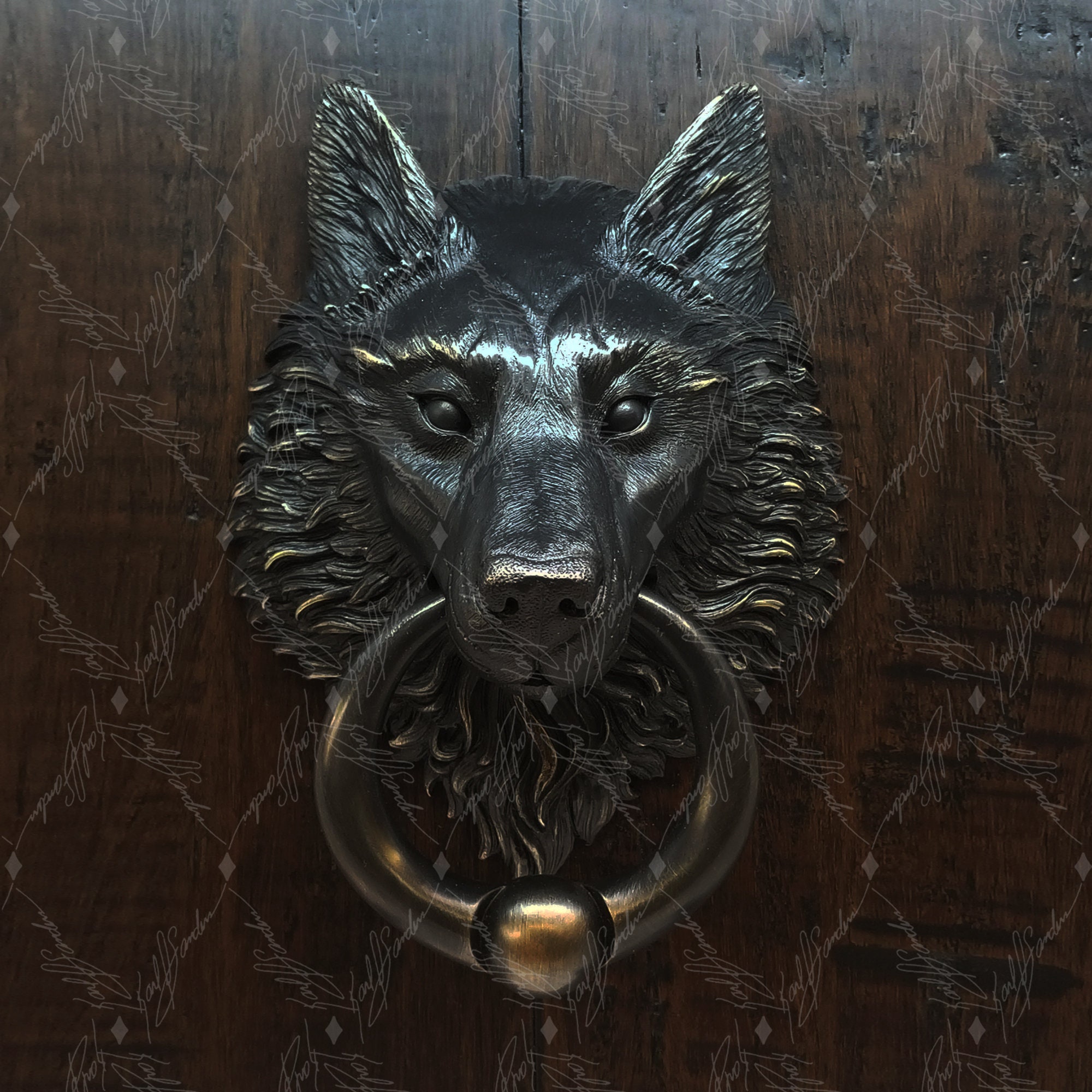 Wolf Head Door Knocker With Ball Ring Cast In Bronze With A Etsy