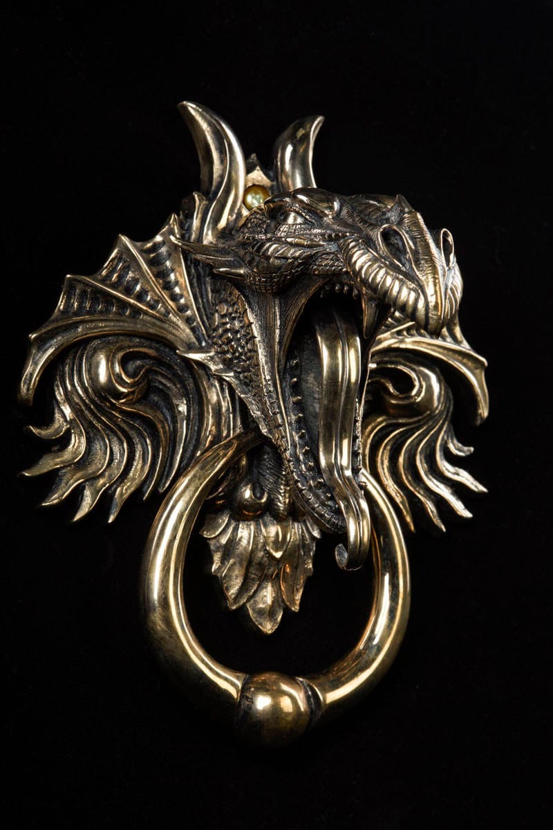 Dragon Door Knocker. Cast Bronze with a Mirror Polished Bronze Etsy