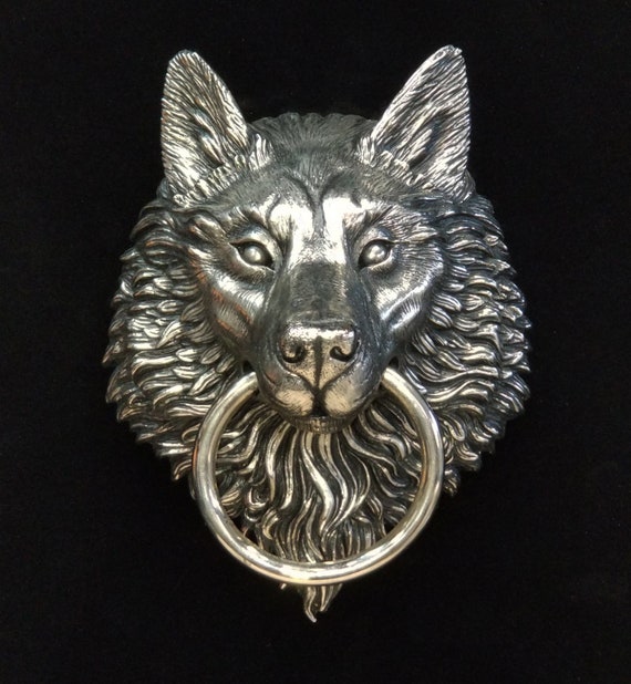 Wolf Door Knocker Cast Bronze With A Nickel Plated Finish Etsy