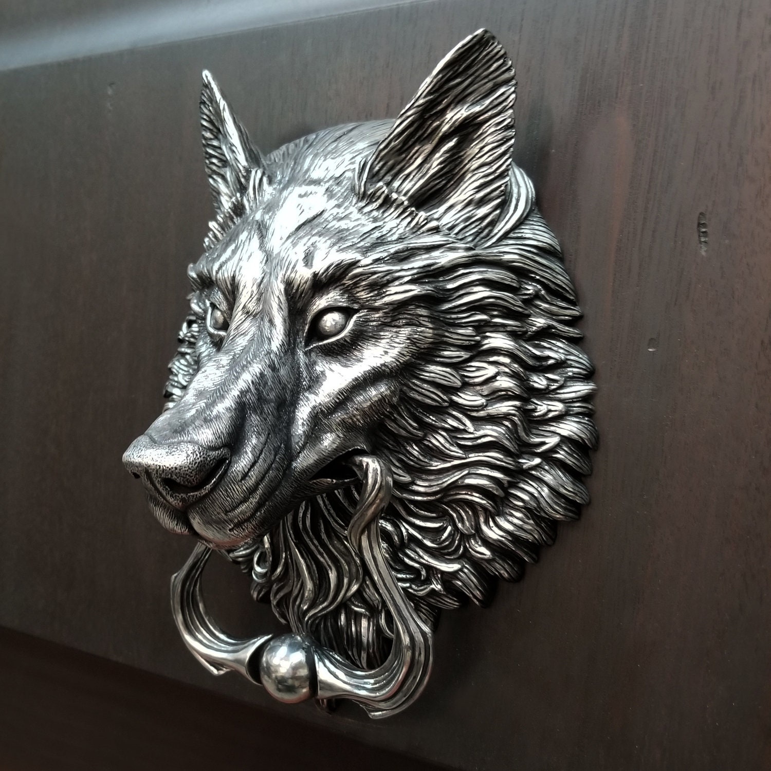 Wolf Head Door Knocker Large Cast Stainless Steel. Etsy