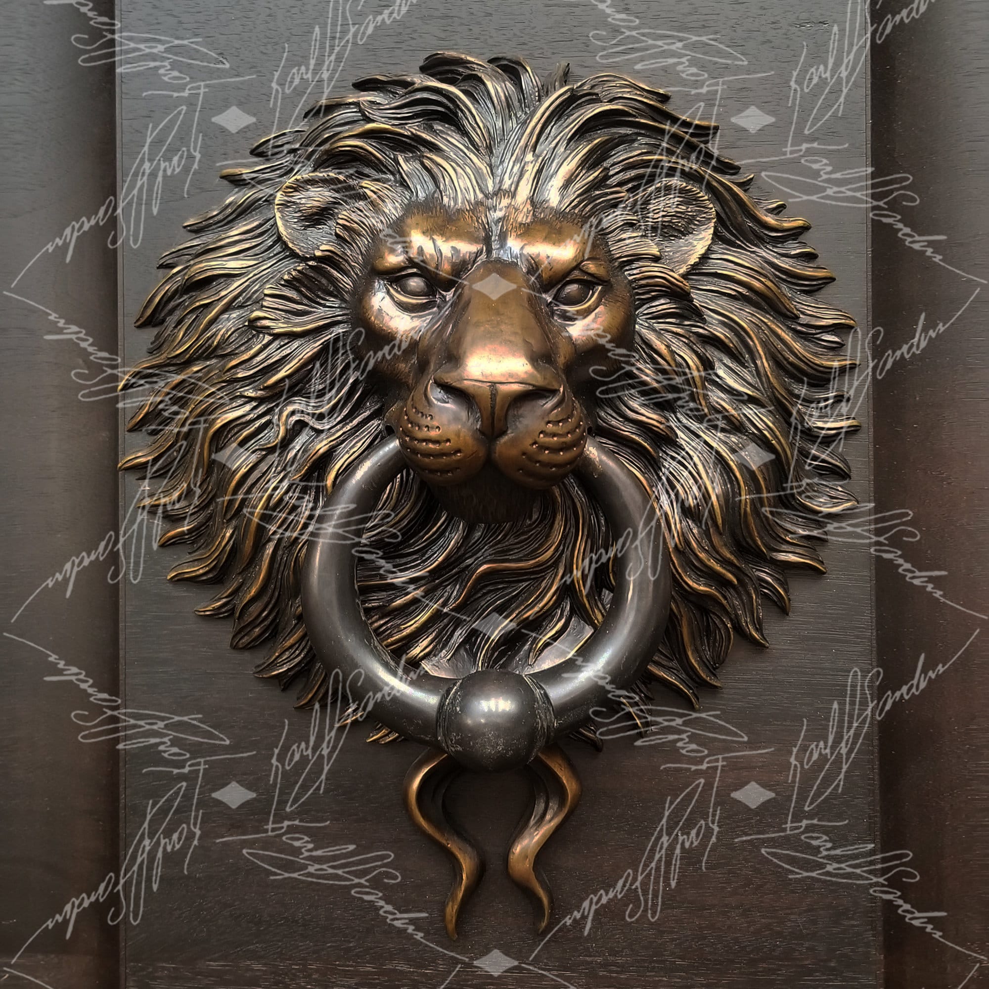 Buy Lion Door Knocker With Ball Ring. Very Large. Cast Bronze With a  Classic Brown Patina Finish. Online in India 