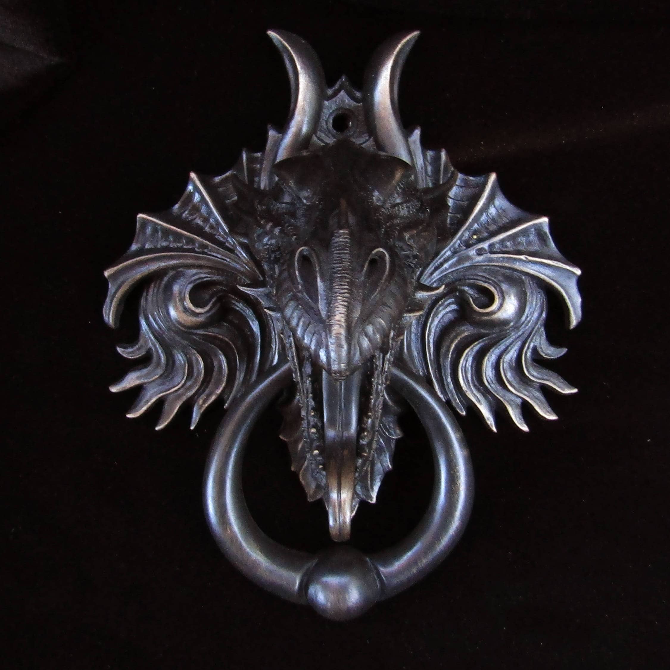 Dragon Door Knocker Cast Bronze With a Rubbed Black Patina Etsy Australia