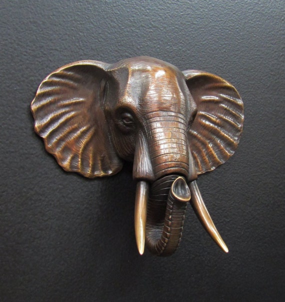 Elephant Door Knocker Cast Bronze With A Classic Brown Bronze Etsy