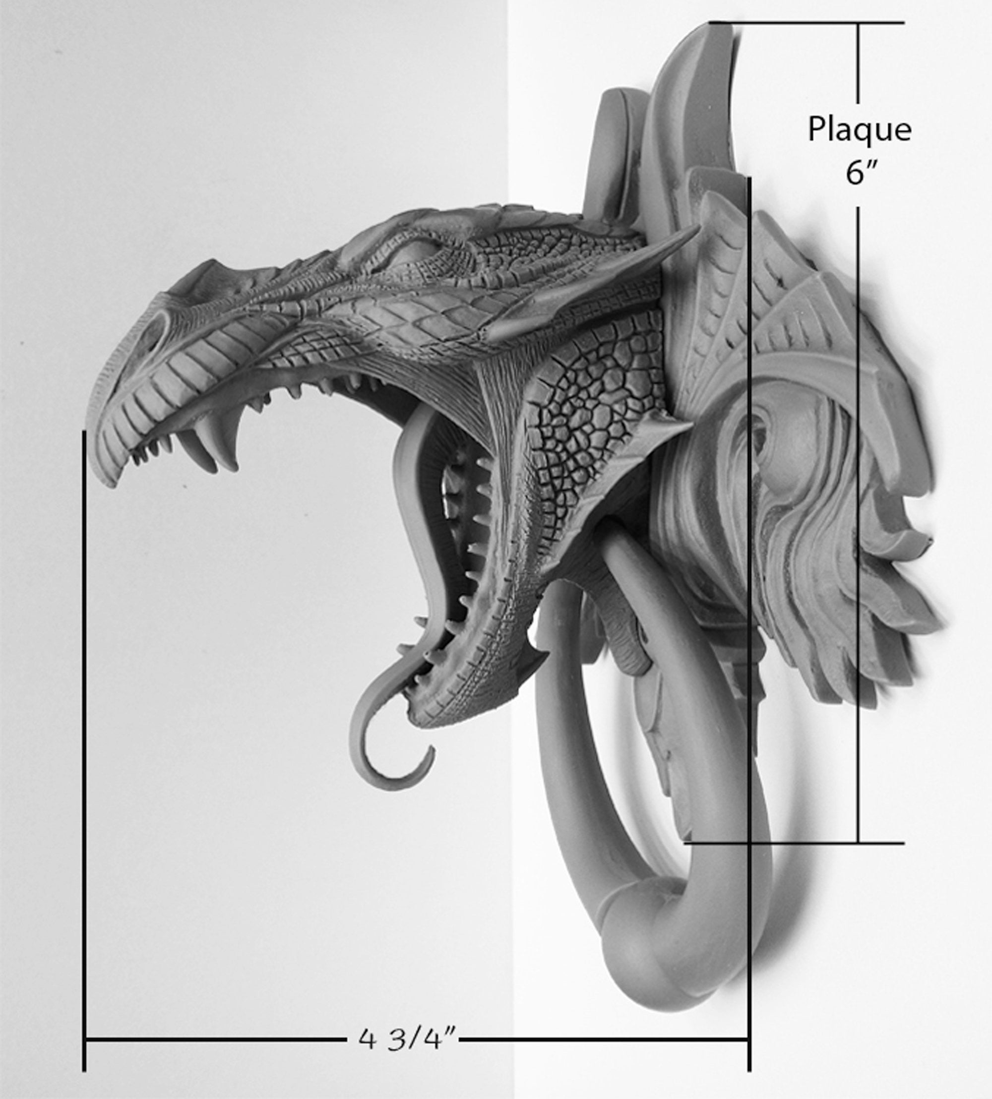 ドラゴンドアノッカー。鋳造ブロンズ製で、鏡面研磨ブロンズ仕上げです