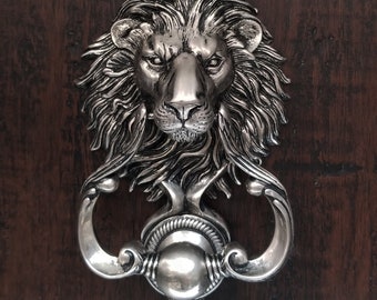 Lion Head Door Knocker Nickel Plated Cast Bronze Satin Finish