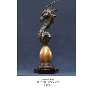Dragon Bust, Cast Bronze With Silver Nitrate Patina Finish. This is the first Artist Proof.