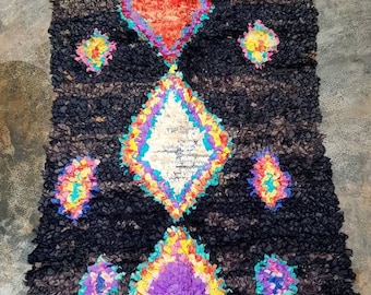 Vintage Moroccan Boucherouite berber rag rug 250 x 105 cm