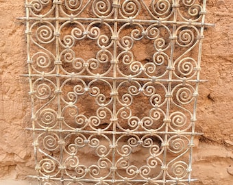 Salvaged Antique berber riad window grill 87 x 66 cm SGB5