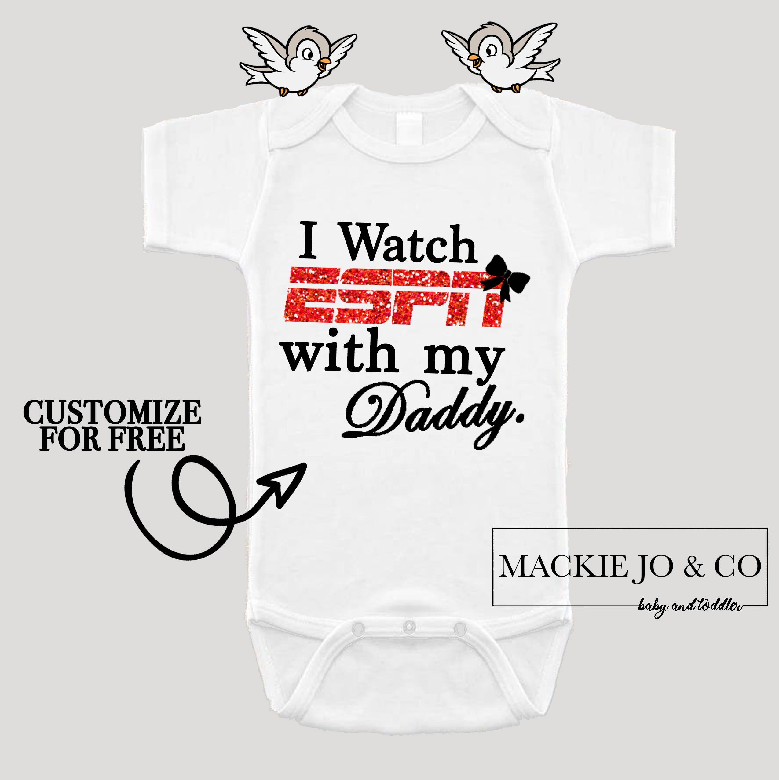 Baby Girl Clothes I Watch Espn With My Daddy Mommy Shirt Etsy Baby Girl Clothes I Watch Espn With My Daddy Mommy Shirt Etsy