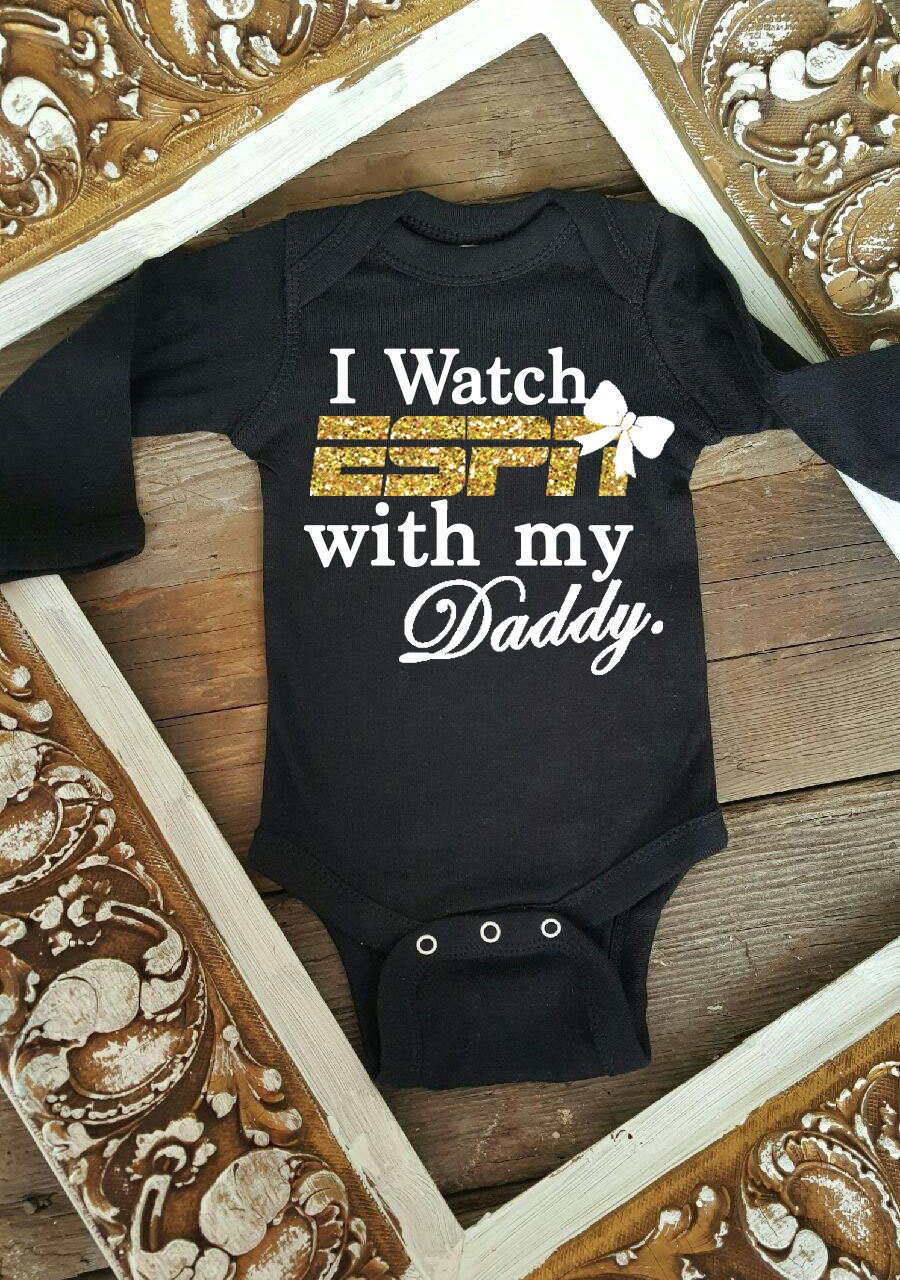 Baby Girl Clothes I Watch Espn With My Daddy Shirt Sparkle Etsy Baby Girl Clothes I Watch Espn With My Daddy Shirt Sparkle Etsy