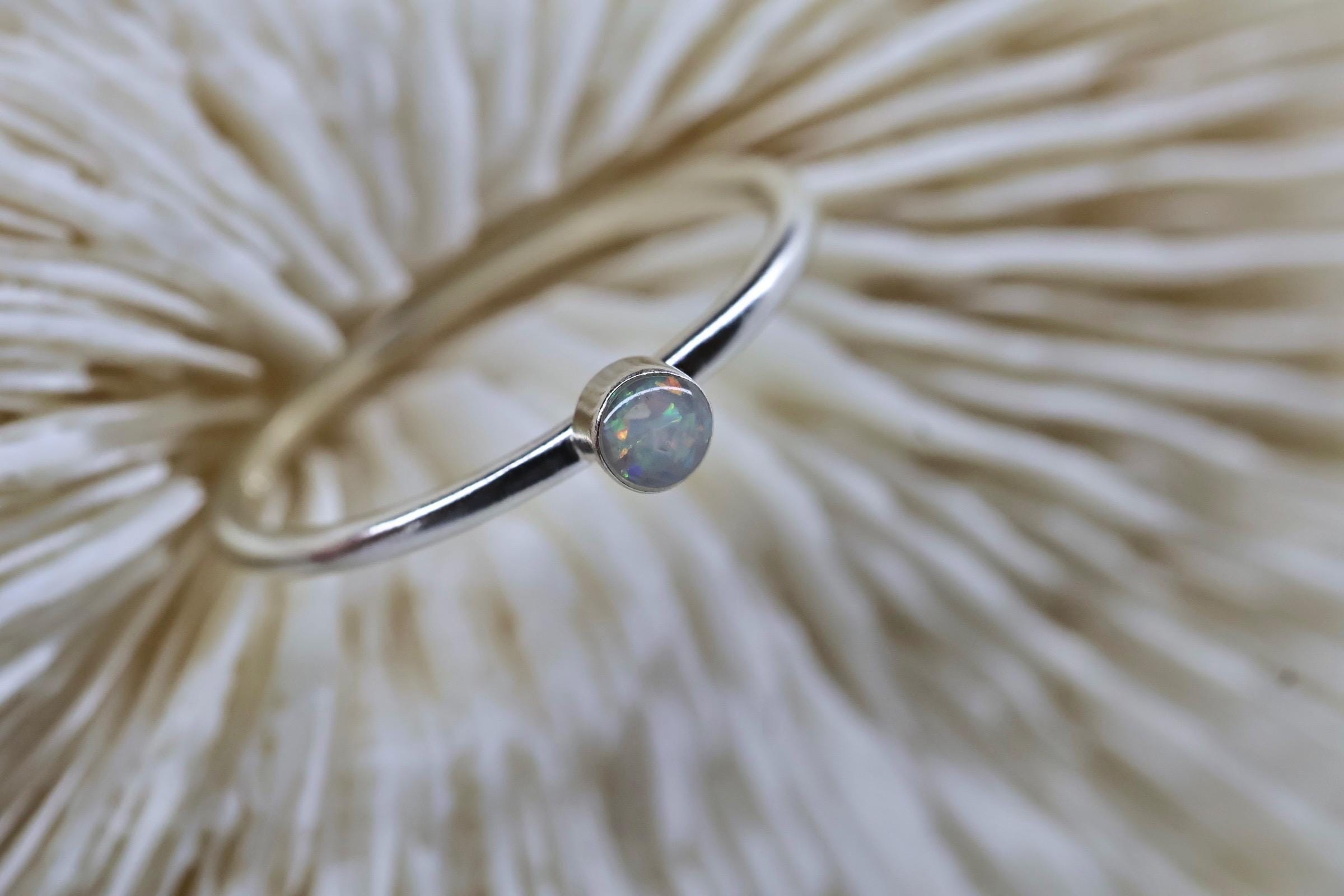 Tiny Opal Cremation Ring: Pet Ashes Keepsake Urn