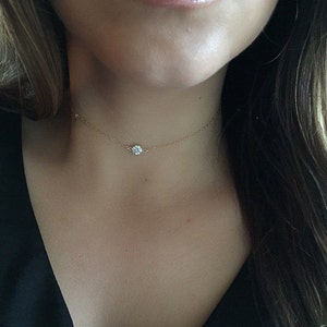 Extreme Choker Diamond Necklace - CZ Gold or Silver Dainty Necklace - Simple, Dainty Necklace