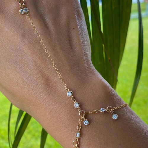 Multiple Diamond Hand Chain - shops CZ Shaker Finger Bracelet - 14k Gold Filled - Sterling Silver
