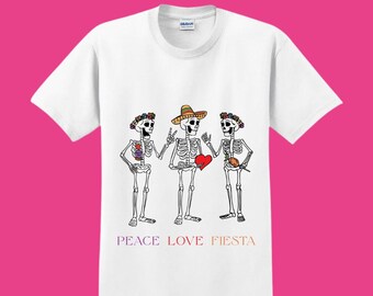 Peace Love Fiesta Skeleton Shirt, San Antonio Cinco de Mayo