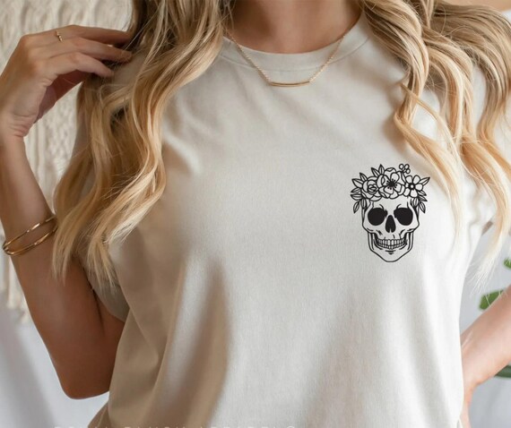 Flower Skull T-Shirt, Girly Halloween Tee