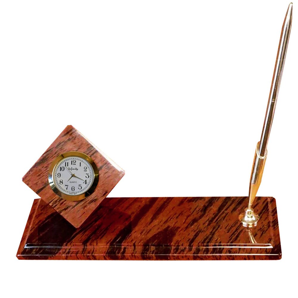 Office Desk Clock With Pen Holder Made From Obsidian Any Etsy UK