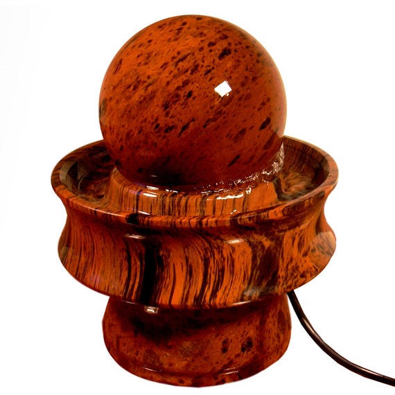 Small Indoor Water Fountain Made From Brown Obsidian Tabletop Interior Freshener And Relaxing Waterfall Zen Home Decor Spinning Ball