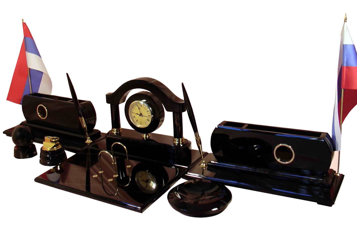 Elegant Office Desk Set Made From Obsidian With Flags Pen Etsy