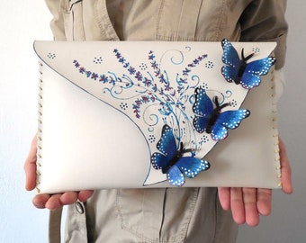 Blue purse with butterflies hot sale
