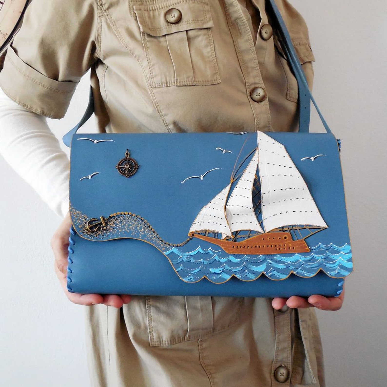 Sail Boat Bag nautical Purse Nautical Leather Bag Sailing Etsy