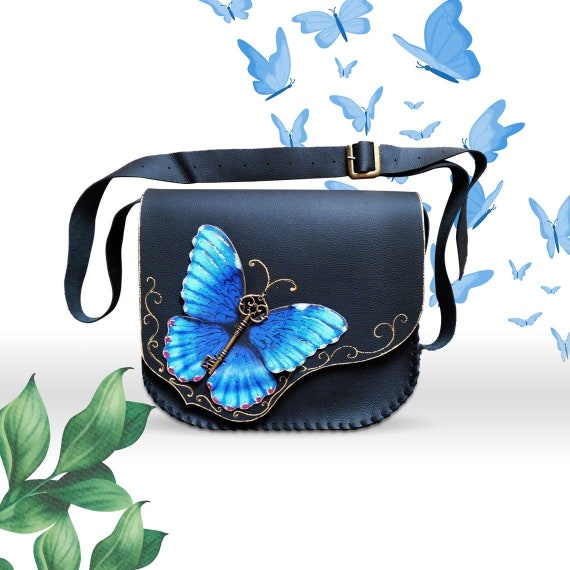 Purple Butterfly - Personalized Leather Handbag MSM05 – MuseShark