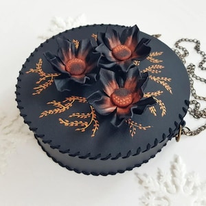 Round Floral Bag, Floral circle bag, Circle Bag, Round Bag, Round Evening Clutch, Circle Crossbody Bag, Round Purse, Unique Shoulder Bag