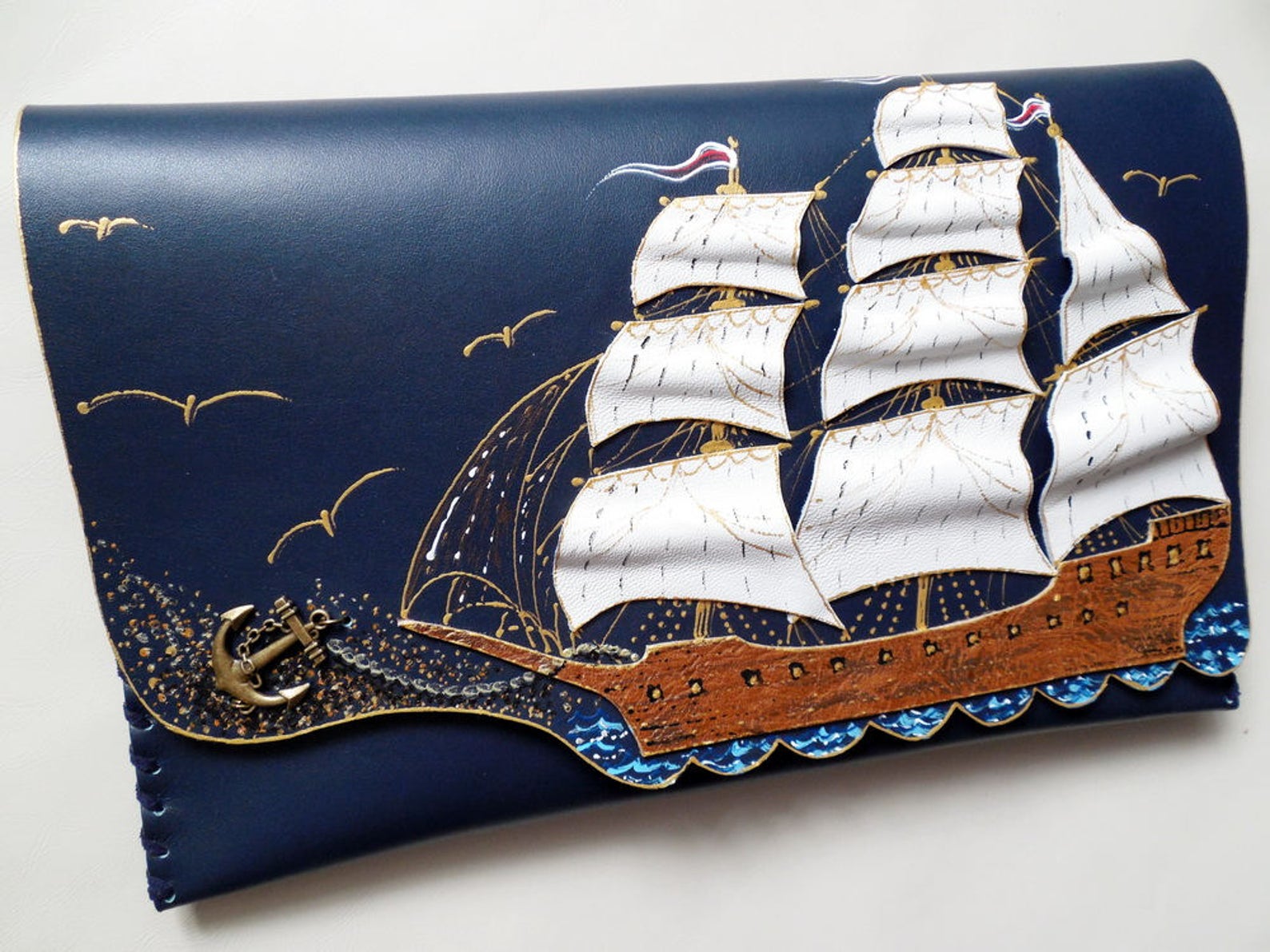 Nautical Bag Nautical Leather Purse Navi Bag Nautical Gift | Etsy