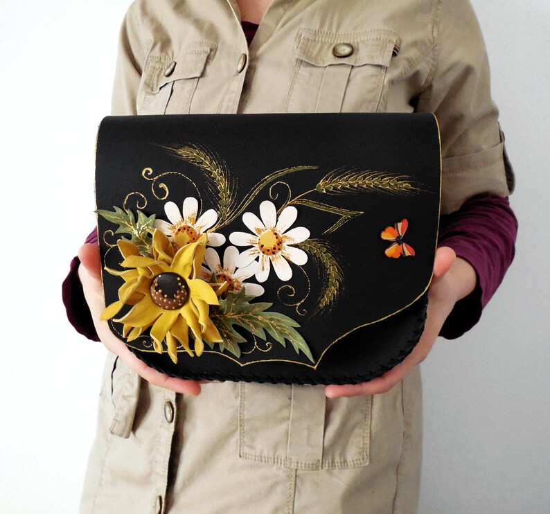 Sunflower Drawing Print Pattern Crossbody Bags