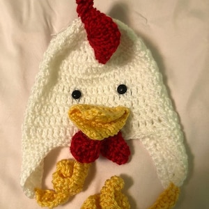 Handmade Chicken Crocheted Hat Winter Hat or Photo Prop, Available in any size BABY to ADULT
